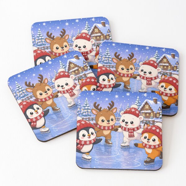 Item preview, Winter Friends Kawaii Christmas Animals Ice Skating designed and sold by GMACgraphicsCo.