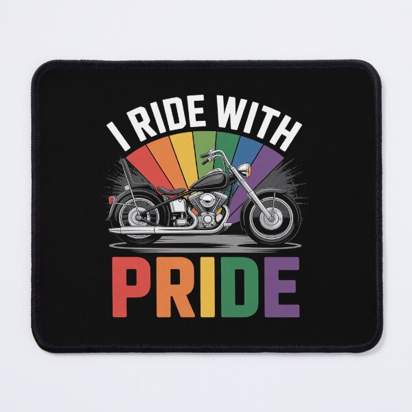 Item preview, I ride with pride gay biker rainbow motorcycle lover queer designed and sold by BlassmausArt.