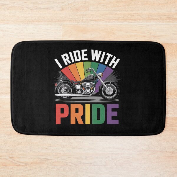 Item preview, I ride with pride gay biker rainbow motorcycle lover queer designed and sold by BlassmausArt.