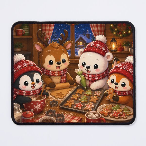 Item preview, Cozy Winter Friends Kawaii Christmas Animals Baking Cookies designed and sold by GMACgraphicsCo.