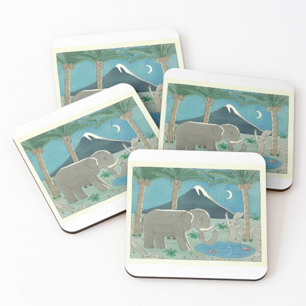 Item preview, Elephant and Hare - Rabbit by Pond with Fish  designed and sold by rhodeyart.