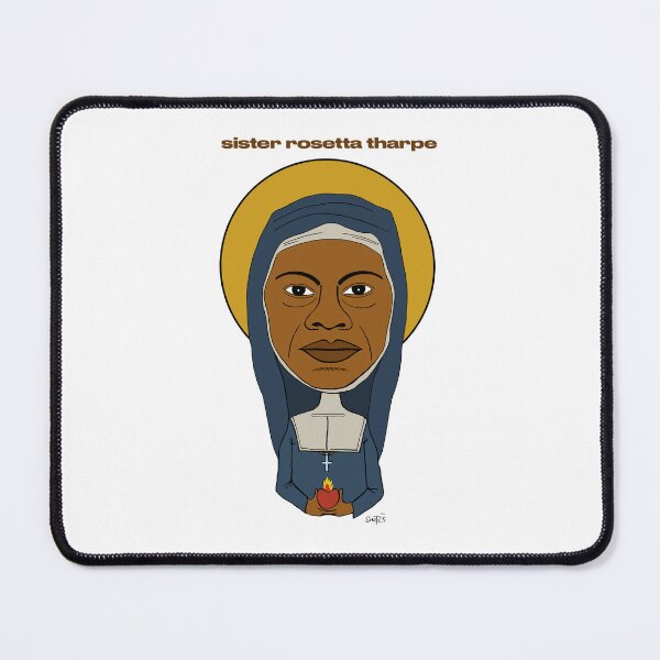 Item preview, A hand-drawn portrait of Sister Rosetta Tharpe in her nun's habit. Fan art. designed and sold by Eric Sintès.