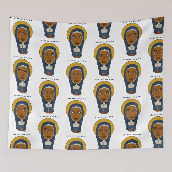 Item preview, A hand-drawn portrait of Erykah in a nun's habit. Fan art. designed and sold by Eric Sintès.