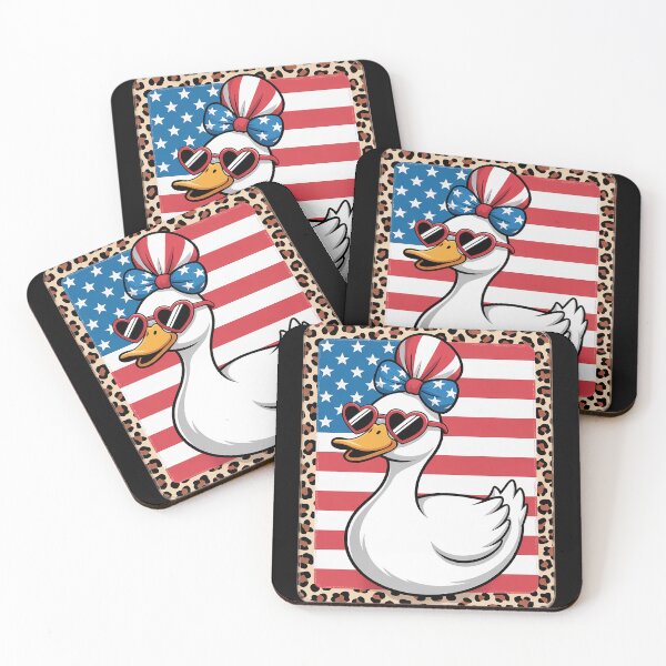 Item preview, Leopard American Flag Bow Heart Glasses Goose 4th of July designed and sold by fferomananul.