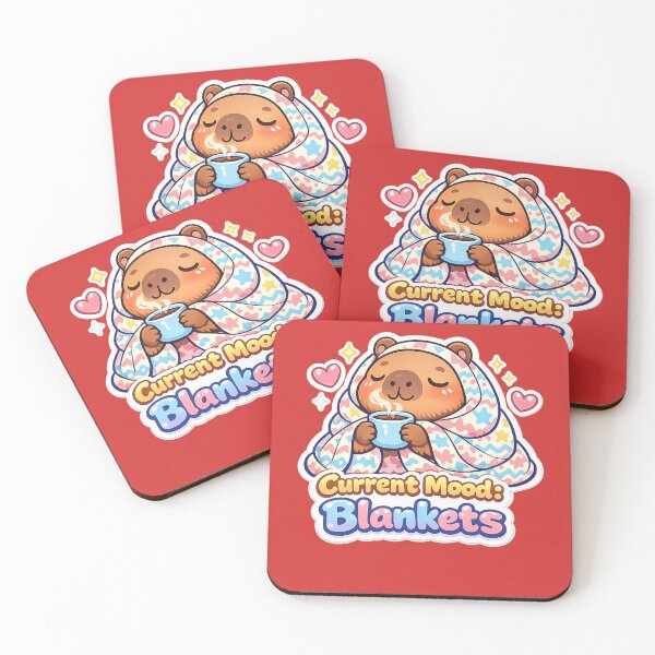 Item preview, Current Mood Blankets Capybara Cute Cozy Animal Art designed and sold by Xemora.
