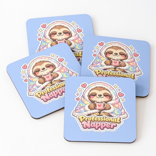 Item preview, Professional Napper Cute Sloth Cozy Blanket Art Sticker designed and sold by Xemora.
