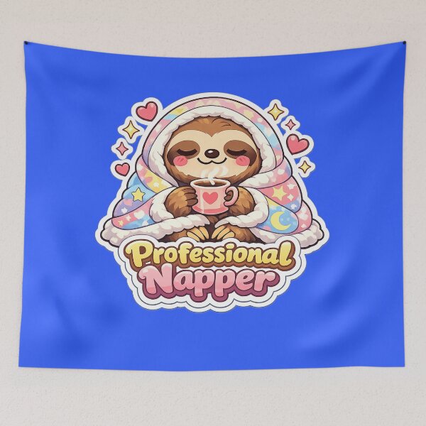 Item preview, Professional Napper Cute Sloth Cozy Blanket Art Sticker designed and sold by Xemora.