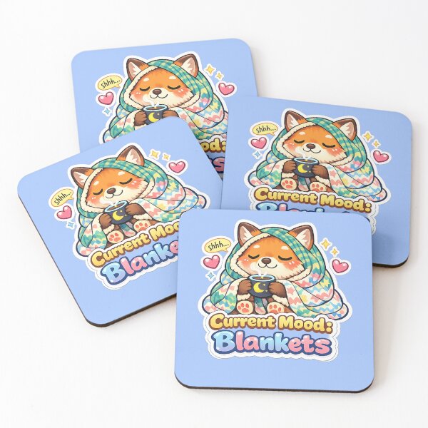 Item preview, Current Mood Blankets Cute Fox Cozy Animal Art designed and sold by Xemora.