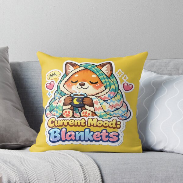 Item preview, Current Mood Blankets Cute Fox Cozy Animal Art designed and sold by Xemora.