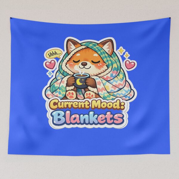 Item preview, Current Mood Blankets Cute Fox Cozy Animal Art designed and sold by Xemora.