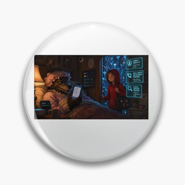 Item preview, Cybersecurity Phishing Warning – Little Red Riding Hood Social Engineering Art designed and sold by AsiaSpider.