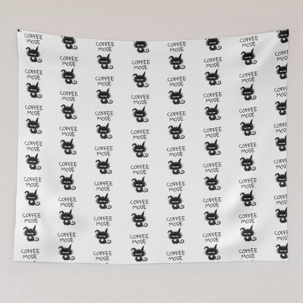 Item preview, Funny Black Cat – COFFEE MODE Mood | Doodle Cat Meme designed and sold by moodiecatshop.