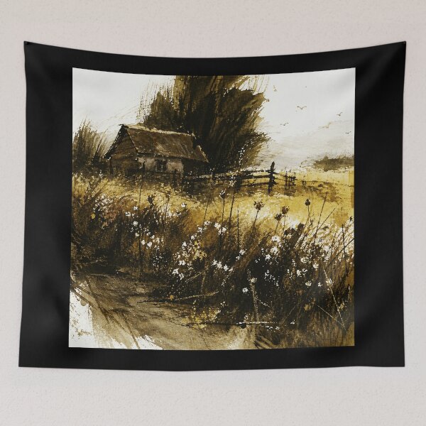 Item preview, Rustic Meadow Cabin Ink Wash  designed and sold by Modaozushi216.