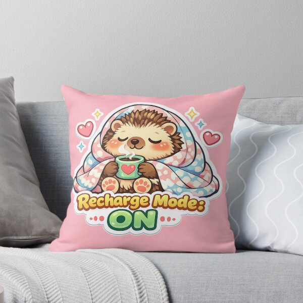 Item preview, Recharge Mode ON Cute Hedgehog Cozy Blanket Art designed and sold by Xemora.