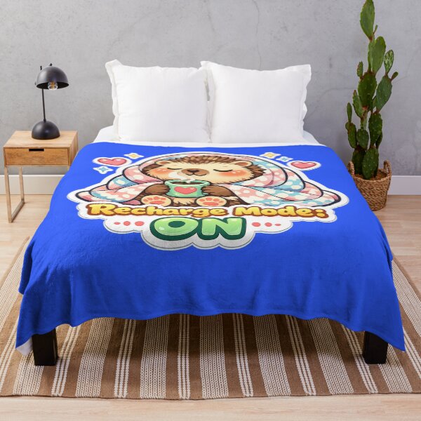 Item preview, Recharge Mode ON Cute Hedgehog Cozy Blanket Art designed and sold by Xemora.