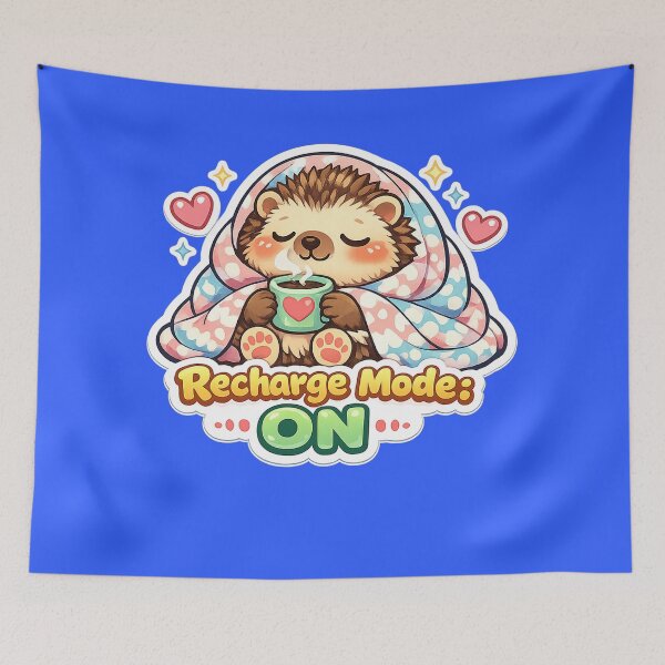 Item preview, Recharge Mode ON Cute Hedgehog Cozy Blanket Art designed and sold by Xemora.