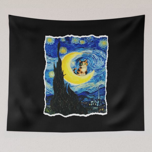 Item preview, Calico Cat on Crescent Moon Painting designed and sold by JordynLadukeg65.