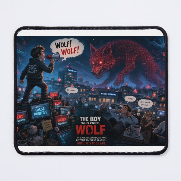 Item preview, The Boy Who Cried Wolf – Cybersecurity SOC Alert Fatigue Poster designed and sold by AsiaSpider.