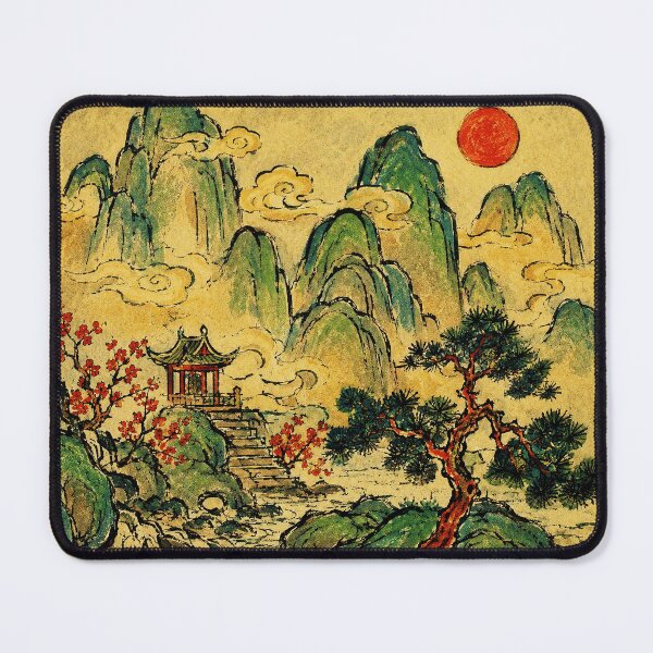Item preview, Vintage Mountain Landscape Asian Ink Style designed and sold by eliramaison.
