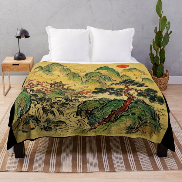 Item preview, Vintage Mountain Landscape Asian Ink Style designed and sold by eliramaison.
