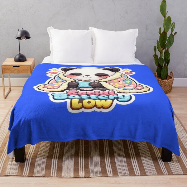 Item preview, Social Battery Low Cute Panda Cozy Blanket Art designed and sold by Xemora.