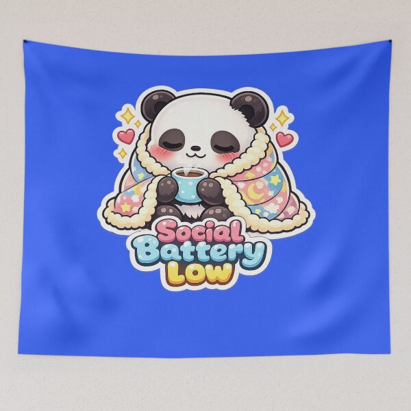Item preview, Social Battery Low Cute Panda Cozy Blanket Art designed and sold by Xemora.