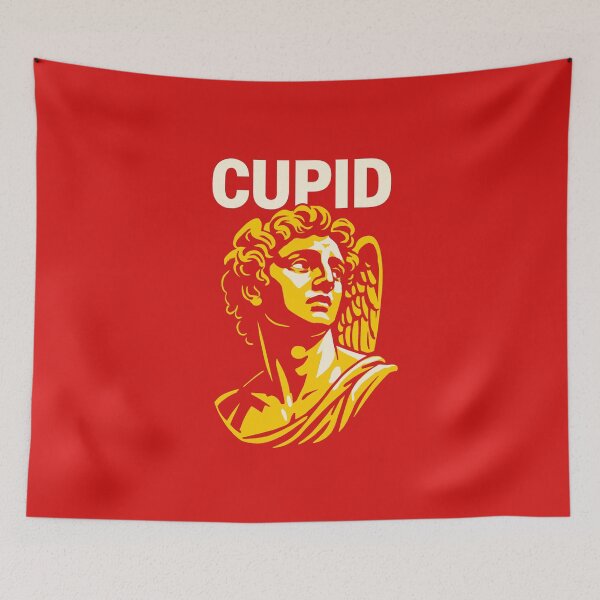 Item preview, Golden Cupid bust illustration with classical winged statue designed and sold by Rue Market.
