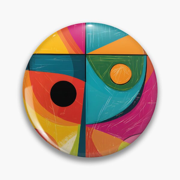 Item preview, Vibrant Geometric Abstract Art - Intersecting Shapes with Circles Squares Triangles in Bold Colors designed and sold by OlfactoART Studio.