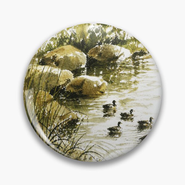 Item preview, Duck Pond Watercolor Nature Painting designed and sold by Modaozushi216.