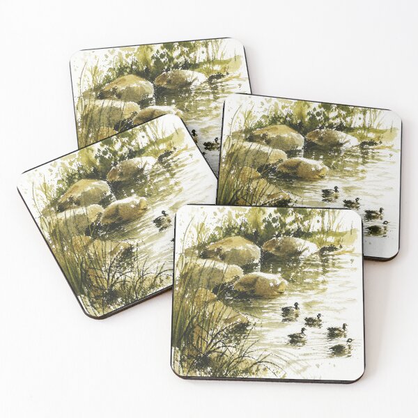 Item preview, Duck Pond Watercolor Nature Painting designed and sold by Modaozushi216.