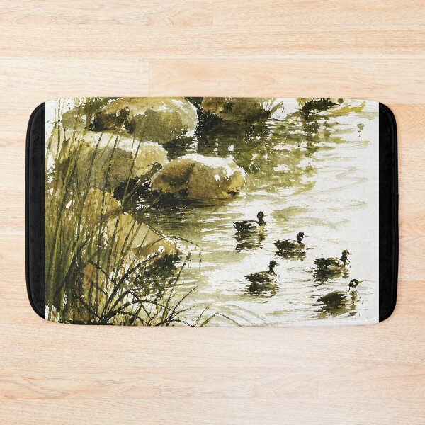 Item preview, Duck Pond Watercolor Nature Painting designed and sold by Modaozushi216.