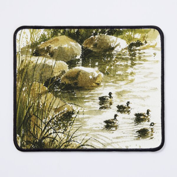 Item preview, Duck Pond Watercolor Nature Painting designed and sold by Modaozushi216.