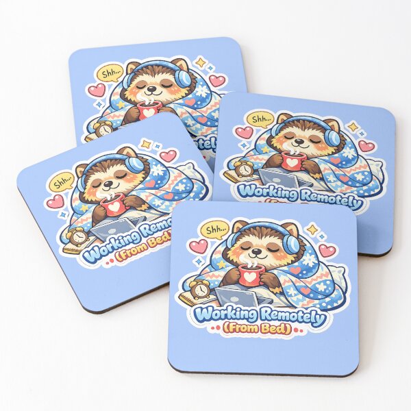 Item preview, Working Remotely From Bed Cute Raccoon Cozy Art designed and sold by Xemora.