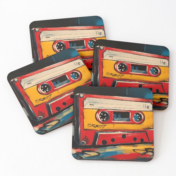 Item preview, Vibrant Retro Cassette Tape Art - Abstract Nostalgic Design with Dynamic Music Energy designed and sold by OlfactoART Studio.