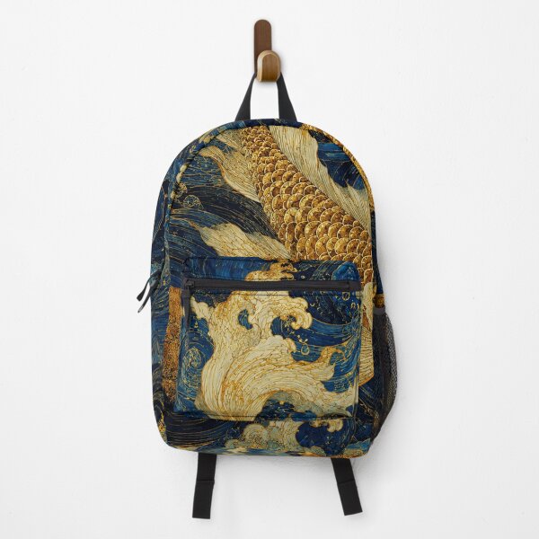 Item preview, Golden Koi Fish Art Deep Blue Water Illustration designed and sold by eliramaison.