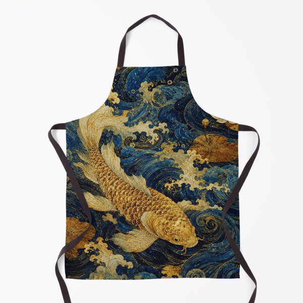 Item preview, Golden Koi Fish Art Deep Blue Water Illustration designed and sold by eliramaison.