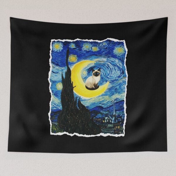 Item preview, Cat on Crescent Moon Starry Night  designed and sold by JordynLadukeg65.