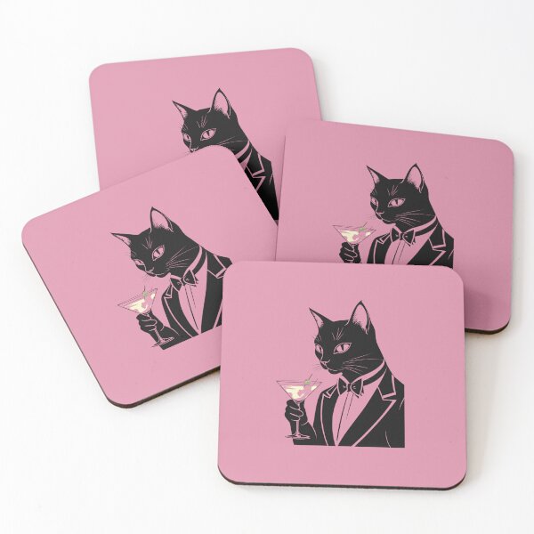 Item preview, Dapper cat in tuxedo holding a martini glass designed and sold by Rue Market.