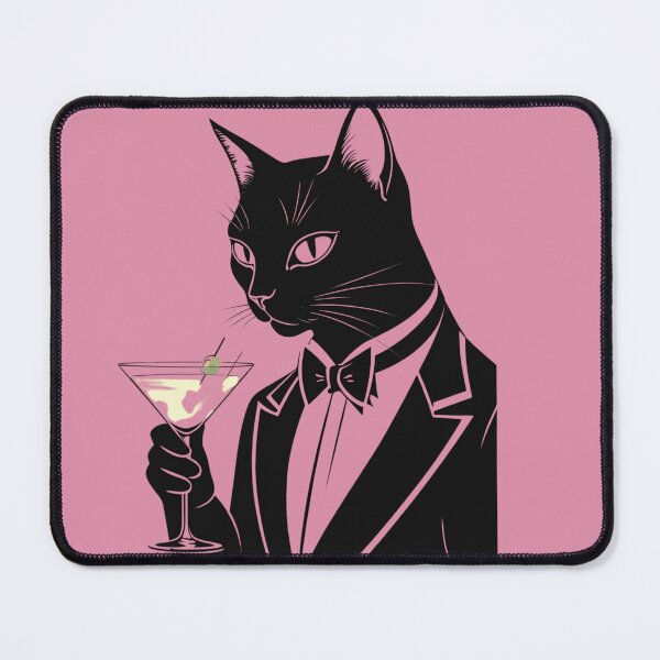 Item preview, Dapper cat in tuxedo holding a martini glass designed and sold by Rue Market.