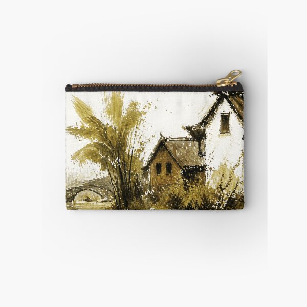 Item preview, Rustic Riverside Village Watercolor Landscape  designed and sold by Modaozushi216.