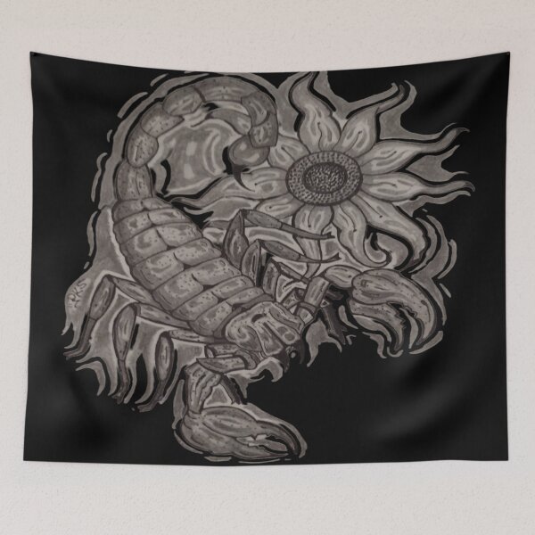 Item preview, scorpion drawing with flower designed and sold by pksart1.