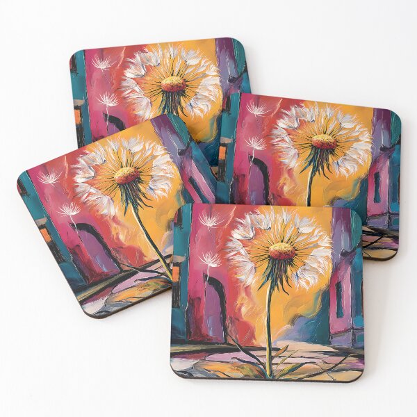 Item preview, Dandelion in Urban Abstract City - Bold Surreal Nature Contrast with Vibrant Modern Architecture designed and sold by OlfactoART Studio.