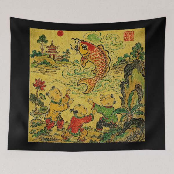 Item preview, Lucky Koi Vintage Folk  designed and sold by eliramaison.