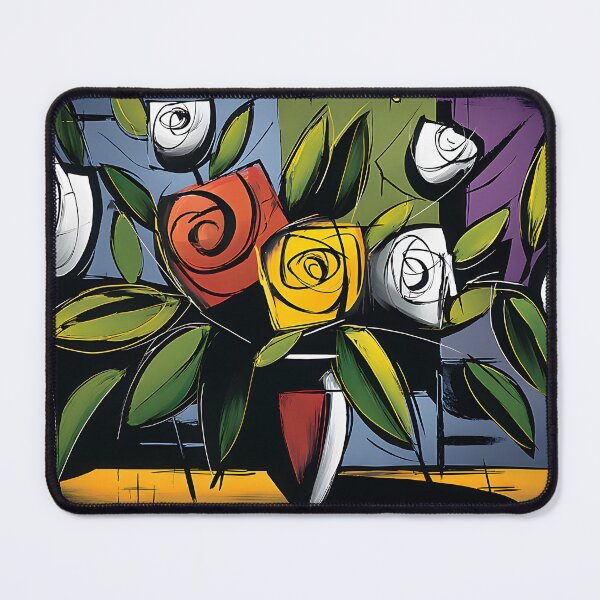 Item preview, Vibrant Abstract Rose Bouquet - Bold Geometric Floral Art with Modern Lines and Colorful Expression designed and sold by OlfactoART Studio.