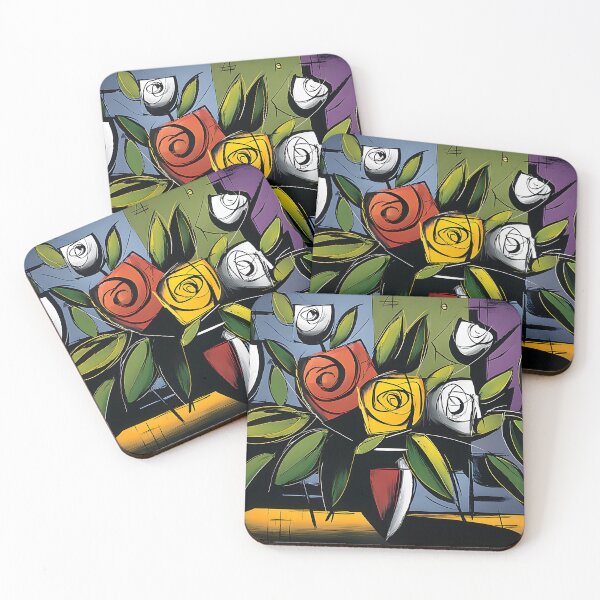 Item preview, Vibrant Abstract Rose Bouquet - Bold Geometric Floral Art with Modern Lines and Colorful Expression designed and sold by OlfactoART Studio.