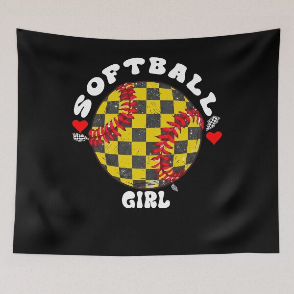 Item preview, Checkered Softball Girl Retro Tee designed and sold by LashondaGreen89.