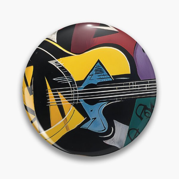 Item preview, Cubist Guitar Composition - Geometric Rhythm and Bold Color Harmony in Abstract Musical Expression designed and sold by OlfactoART Studio.