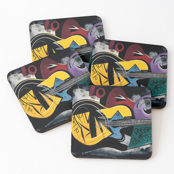 Item preview, Cubist Guitar Composition - Geometric Rhythm and Bold Color Harmony in Abstract Musical Expression designed and sold by OlfactoART Studio.