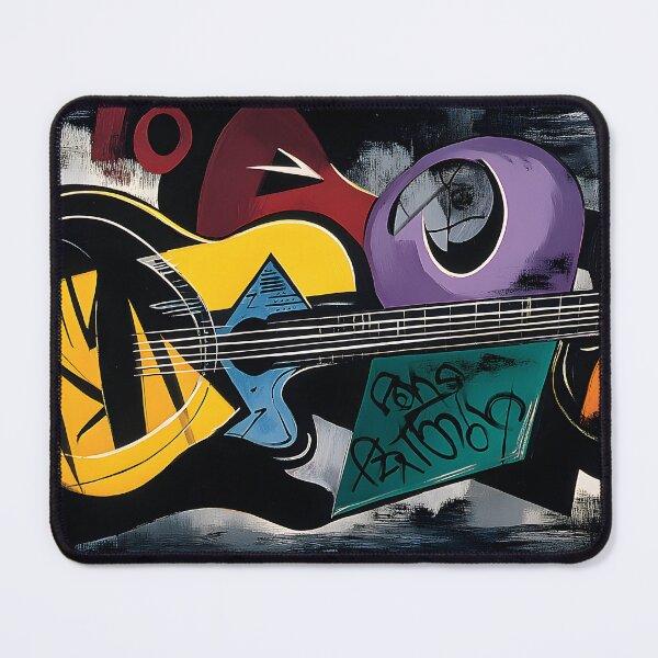 Item preview, Cubist Guitar Composition - Geometric Rhythm and Bold Color Harmony in Abstract Musical Expression designed and sold by OlfactoART Studio.