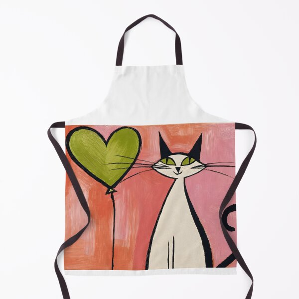 Item preview, Stylized Cat with Heart Balloon Greeting Card - Vibrant Playful Modern Whimsical Design designed and sold by OlfactoART Studio.